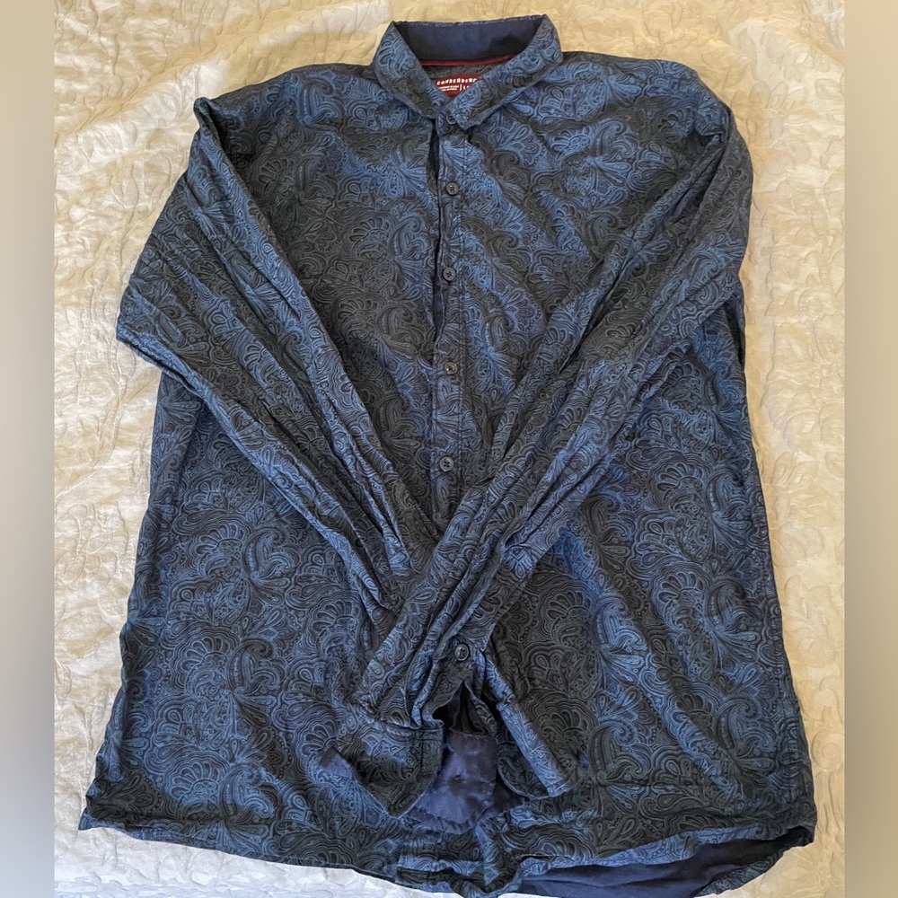 Consequence button down shirt L - Slim Fit - Blue paisley